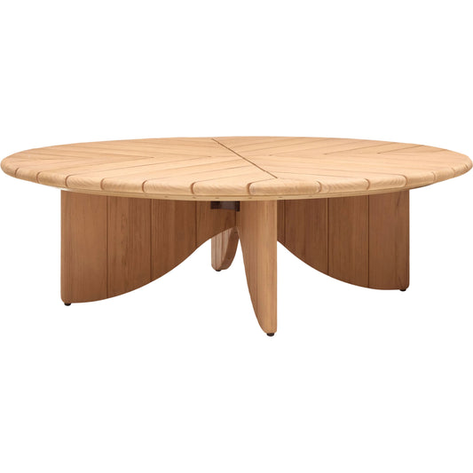 Solene Coffee Table by Surya in warm oak, honey. Made from teak wood in a transitional style.