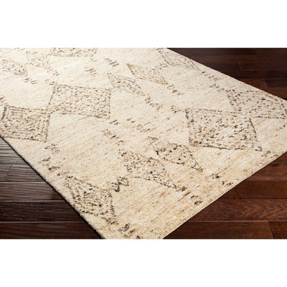 Pampa PAP-1001 Rug by Surya in cream, ivory, dark brown, charcoal, brown, black. Made from 90% wool, 10% polyester in a unique style.