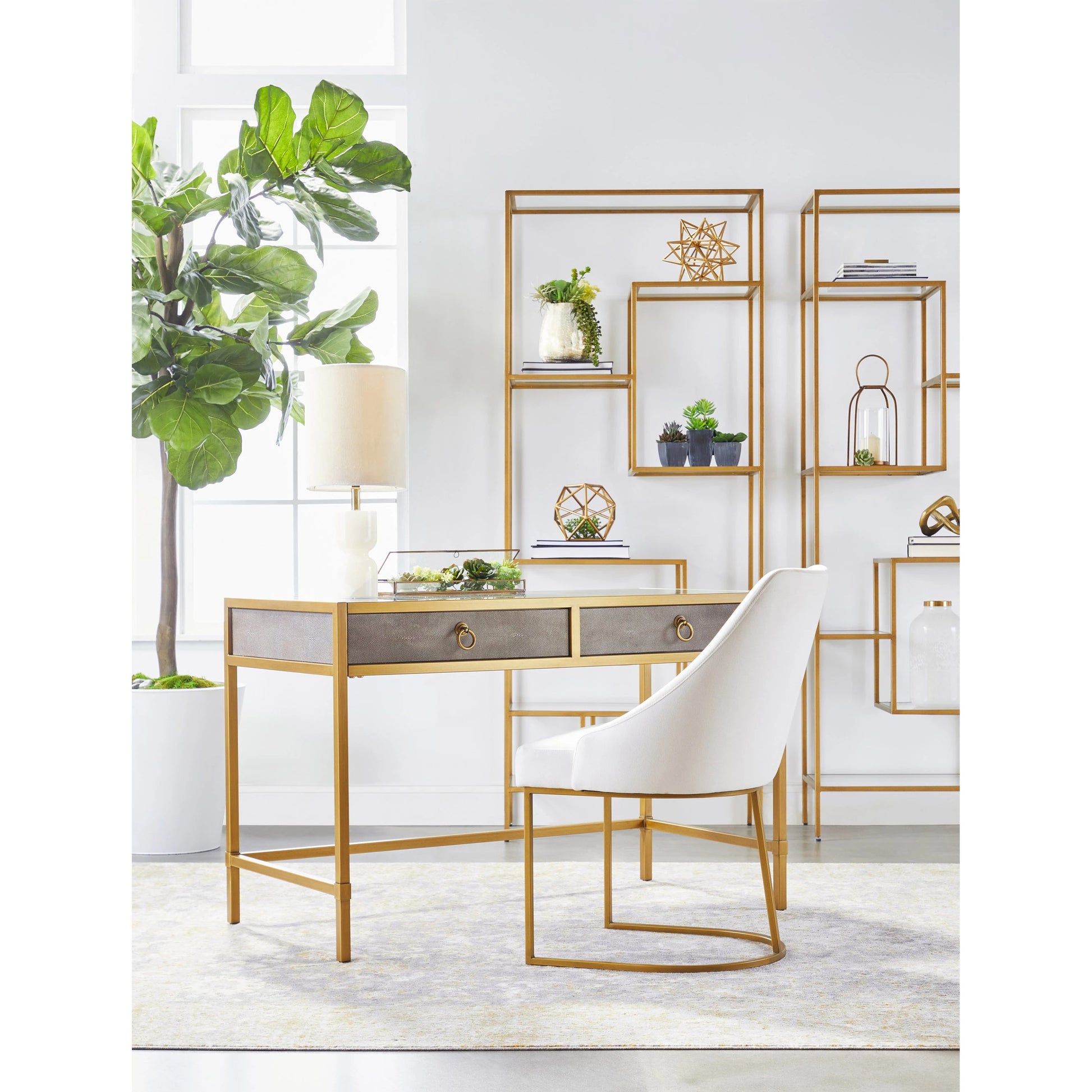 Parissa Dining Chair (Set of 2) by Essentials For Living in livesmart peyton-pearl, brushed gold. Made from metal, fabric in a modern style.