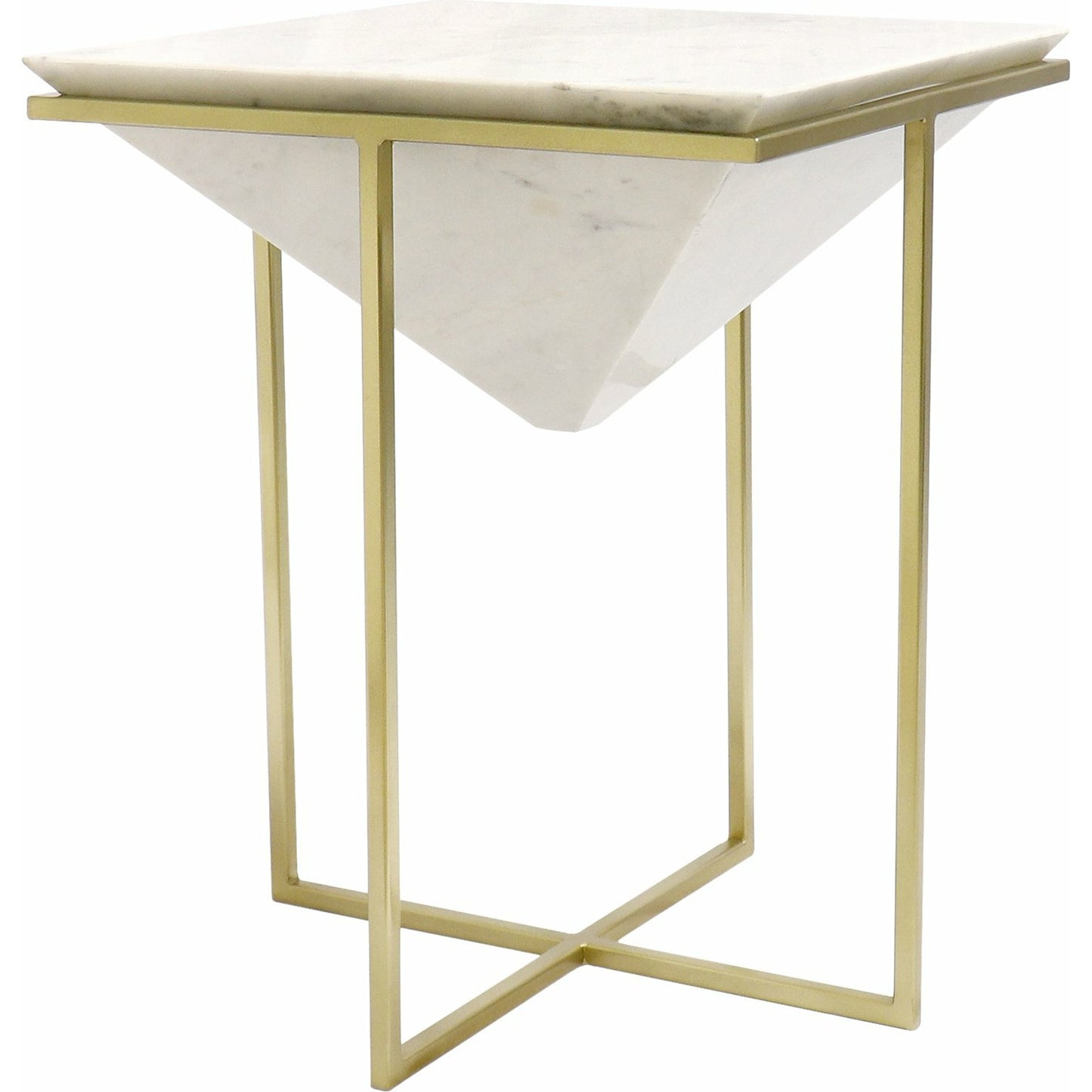 001 SI-1718118 | Additional Silo | Perama Side Table by Pasargad Home in gold. Made from marble, steel in a modern style.