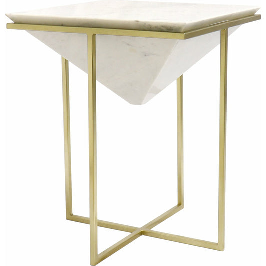 001 SI-1718118 | Additional Silo | Perama Side Table by Pasargad Home in gold. Made from marble, steel in a modern style.