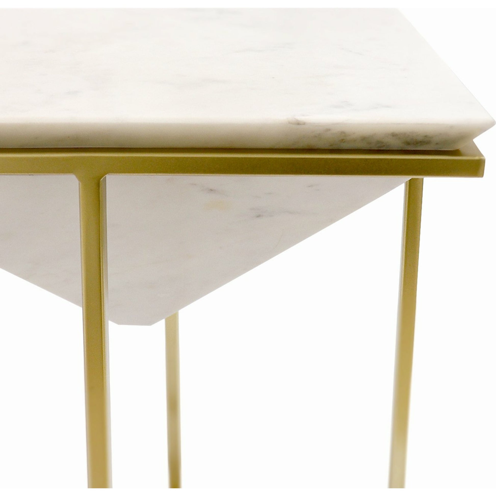Perama Side Table by Pasargad Home in gold. Made from marble, steel in a modern style.