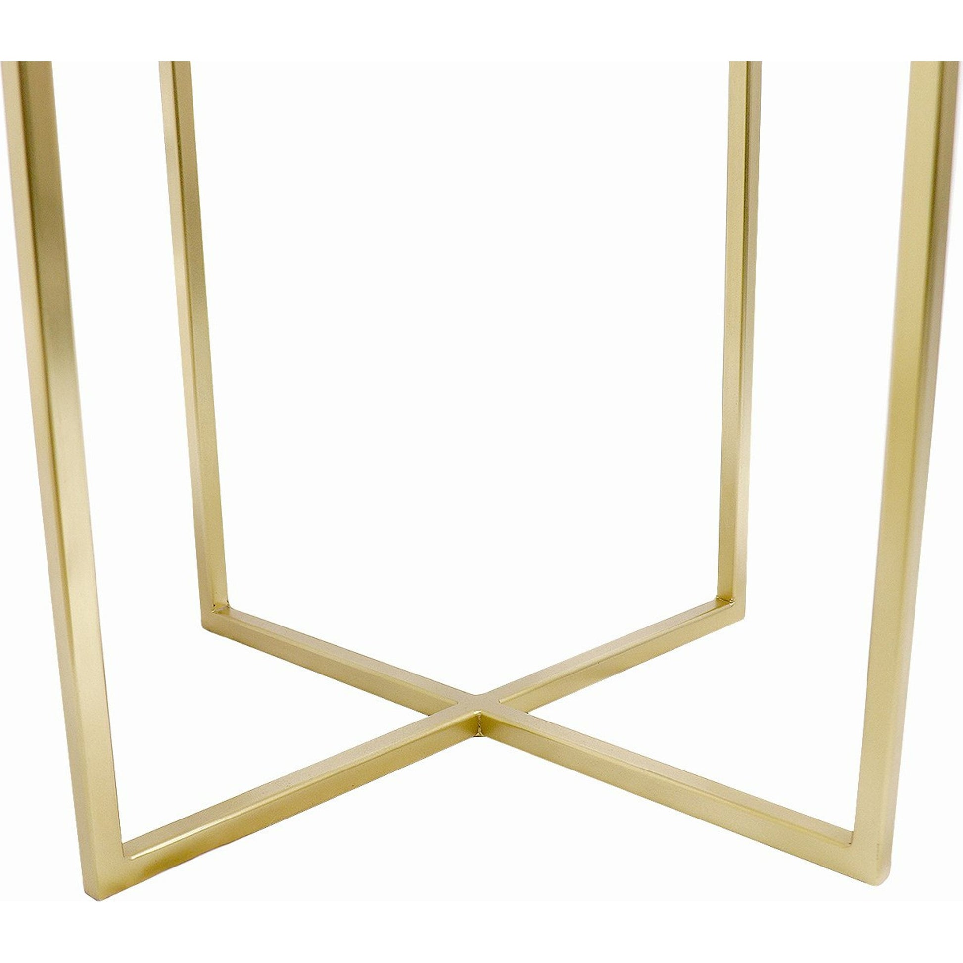 Perama Side Table by Pasargad Home in gold. Made from marble, steel in a modern style.