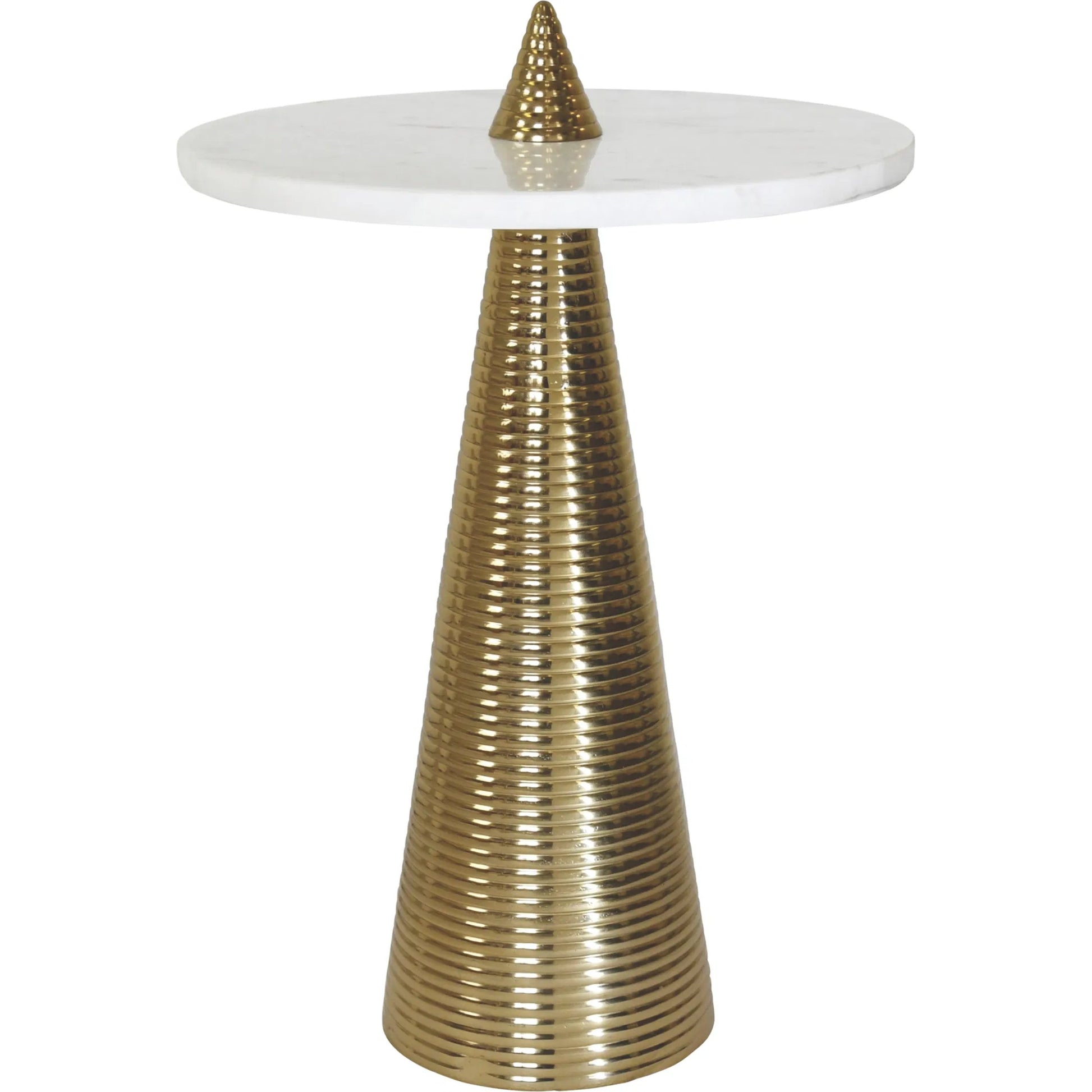 Pasha Round Side Table by Worlds Away. Made from brass, marble in a modern style.