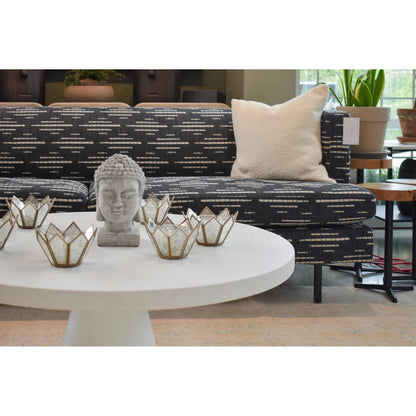Patio Buddha Head by LH Imports in light grey. Made from ficonstone ash grey in a modern style.