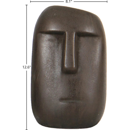 Patio Moai Statue by LH Imports in dark brown. Made from ficonstone antique brown in a modern style.