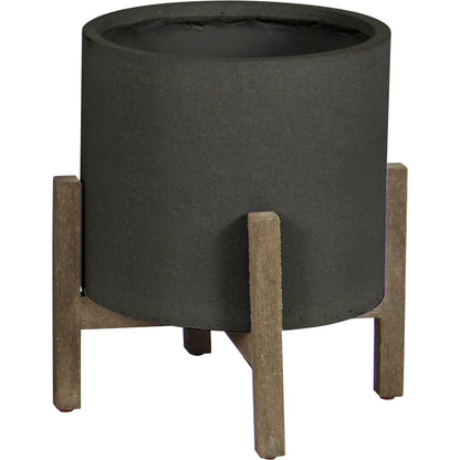 Patio Round Small Standing Pot by LH Imports in distressed brown. Made from unique in a modern style.