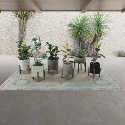 Patio Round Small Standing Pot by LH Imports in distressed brown. Made from unique in a modern style.