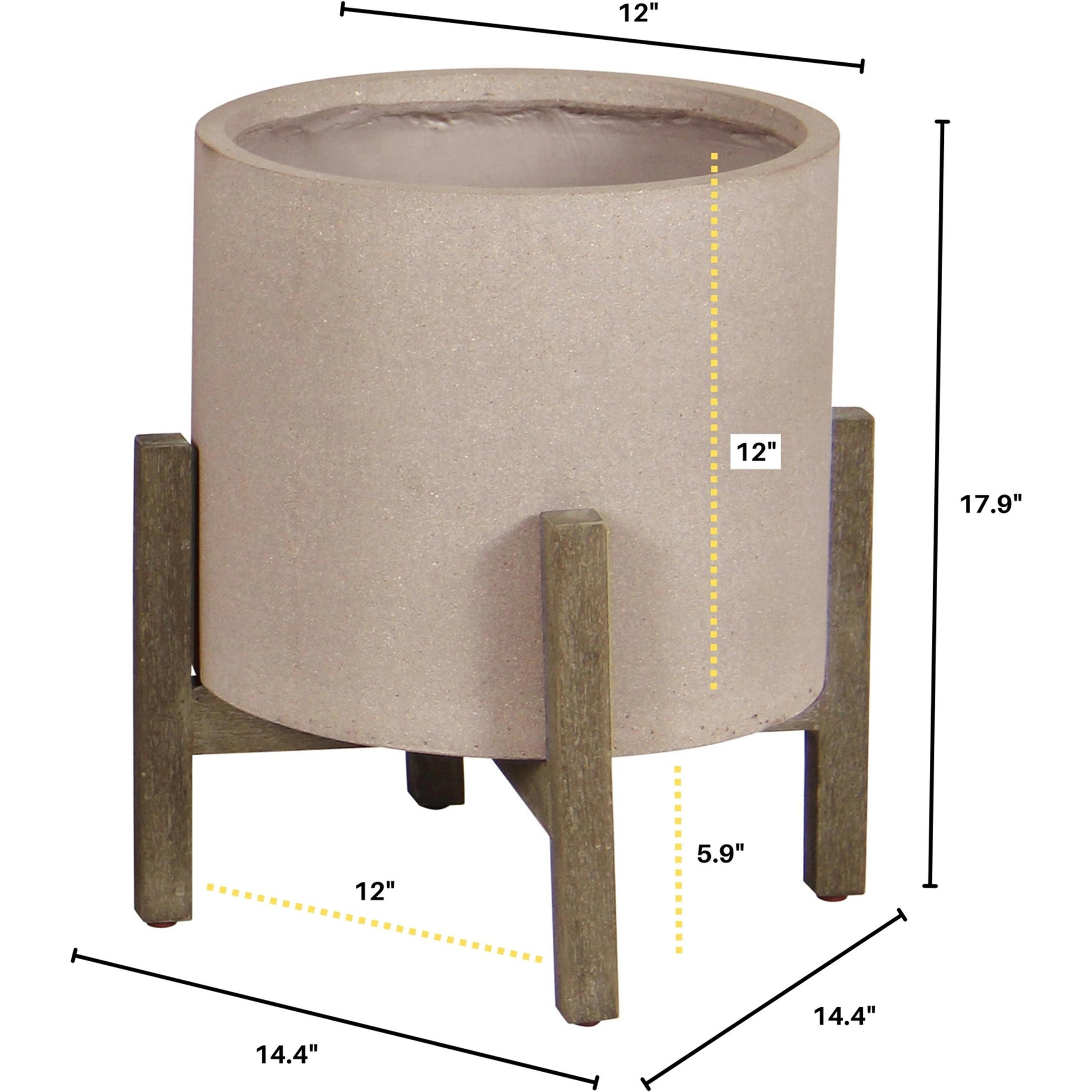 Patio Round Small Standing Pot by LH Imports in distressed brown. Made from unique in a modern style.