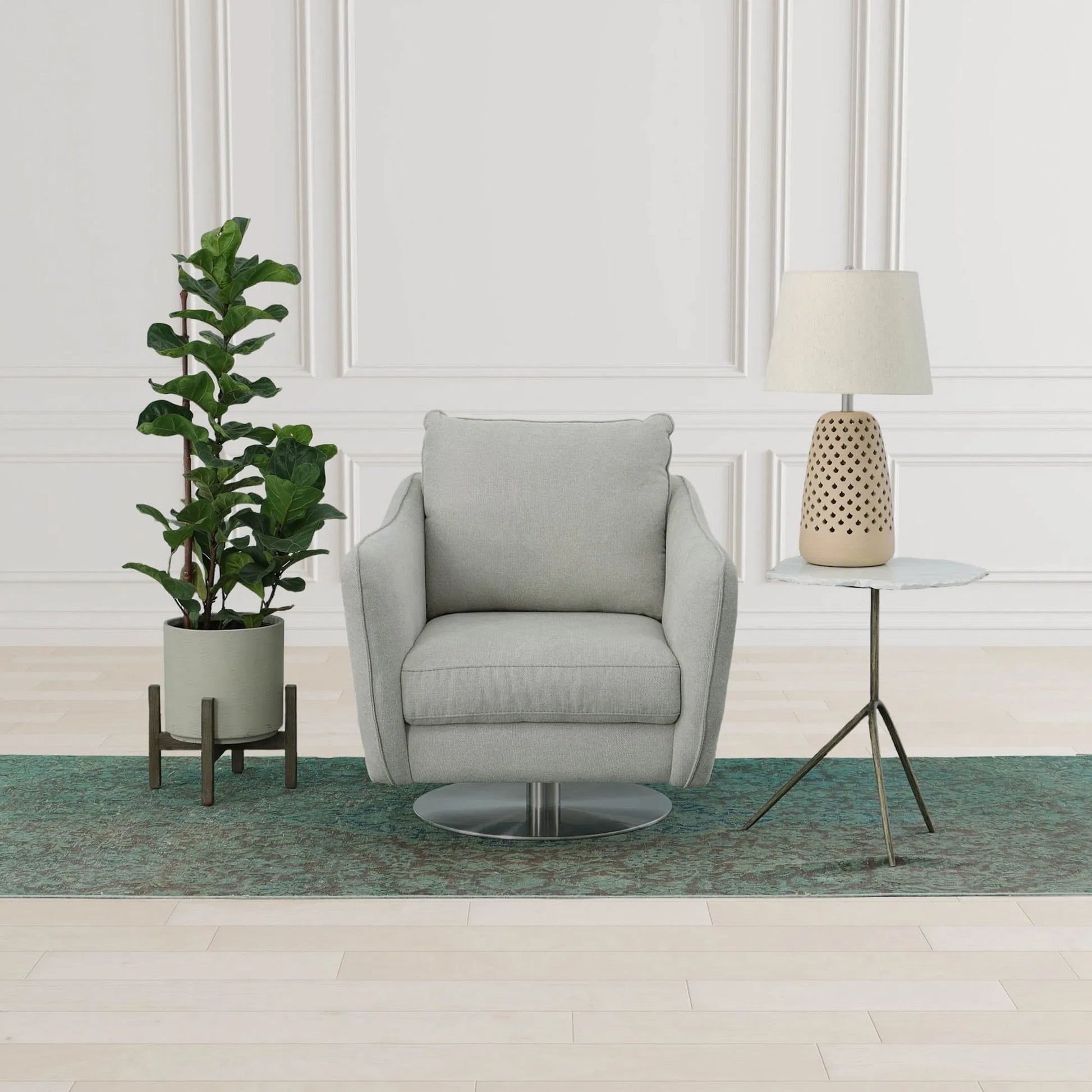 Patio Round Standing Pot, Cement Grey by LH Imports in cement grey and brown washed. Made from cement, solid acacia in a modern style.