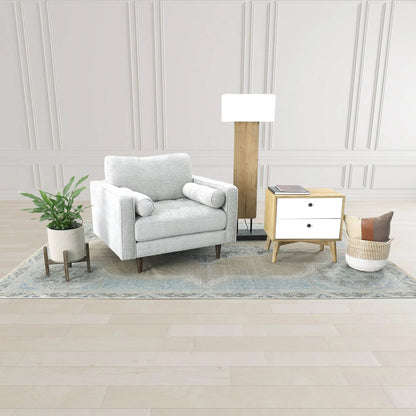 Patio Round Standing Pot, Cement Grey by LH Imports in cement grey and brown washed. Made from cement, solid acacia in a modern style.