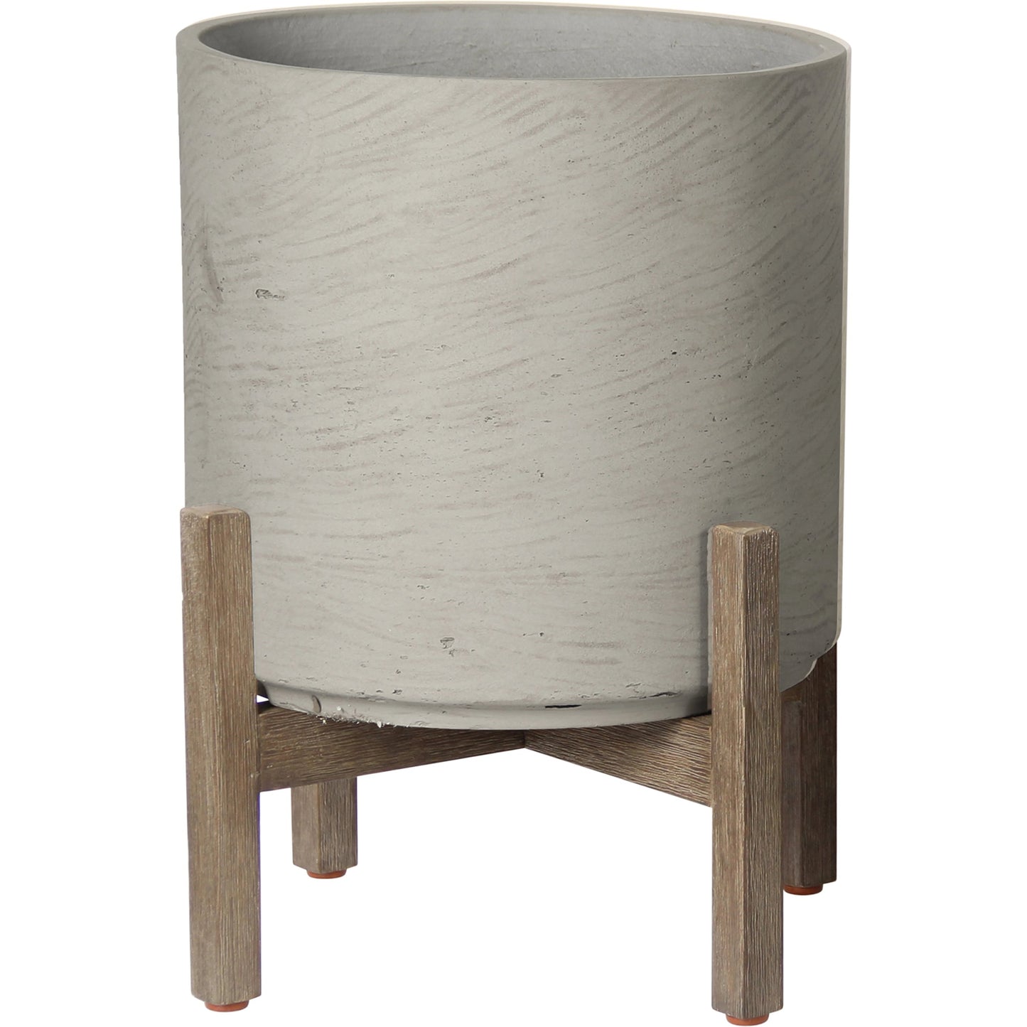 001 SI-2004374 | Primary Silo | Patio Round Standing Pot, Cement Grey by LH Imports in cement grey and brown washed. Made from cement, solid acacia in a modern style.