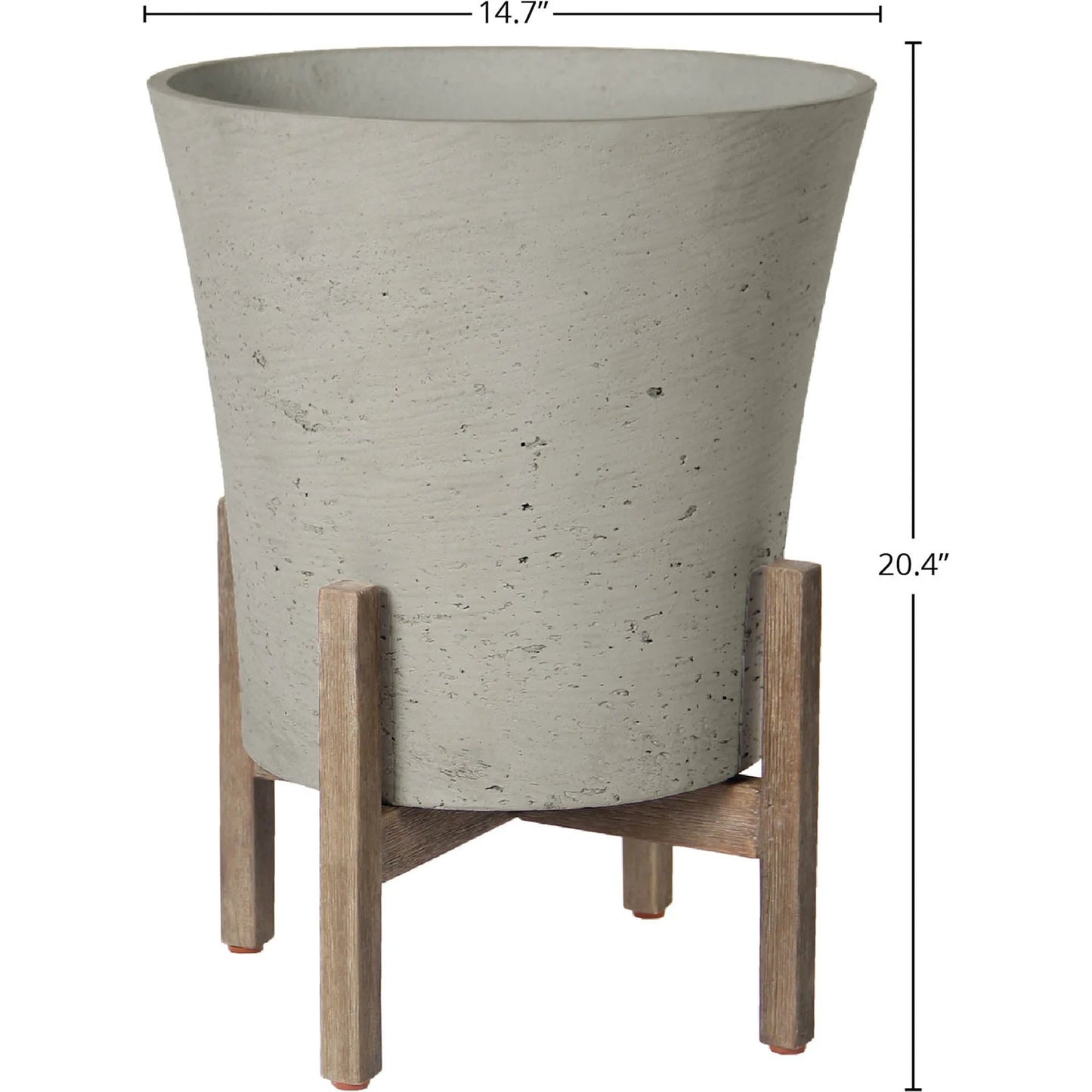 003 SI-2004378 | Additional Silo | Patio Tapered Standing Pot by LH Imports in cement grey and brown washed. Made from cement, solid acacia in a modern style.