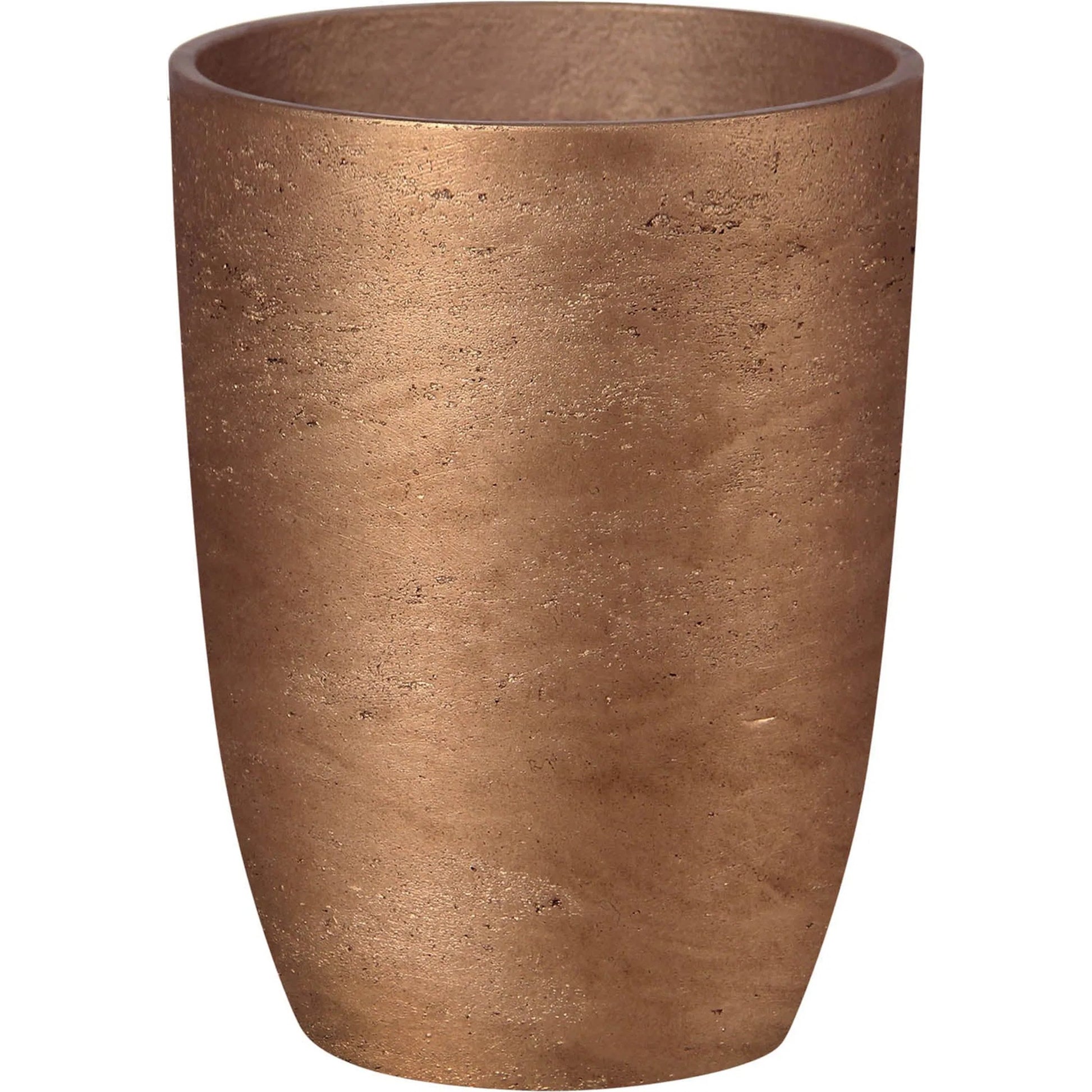 Mineral Tapered Vase by LH Imports in metallic bronze. Made from ro-cement in a modern style.