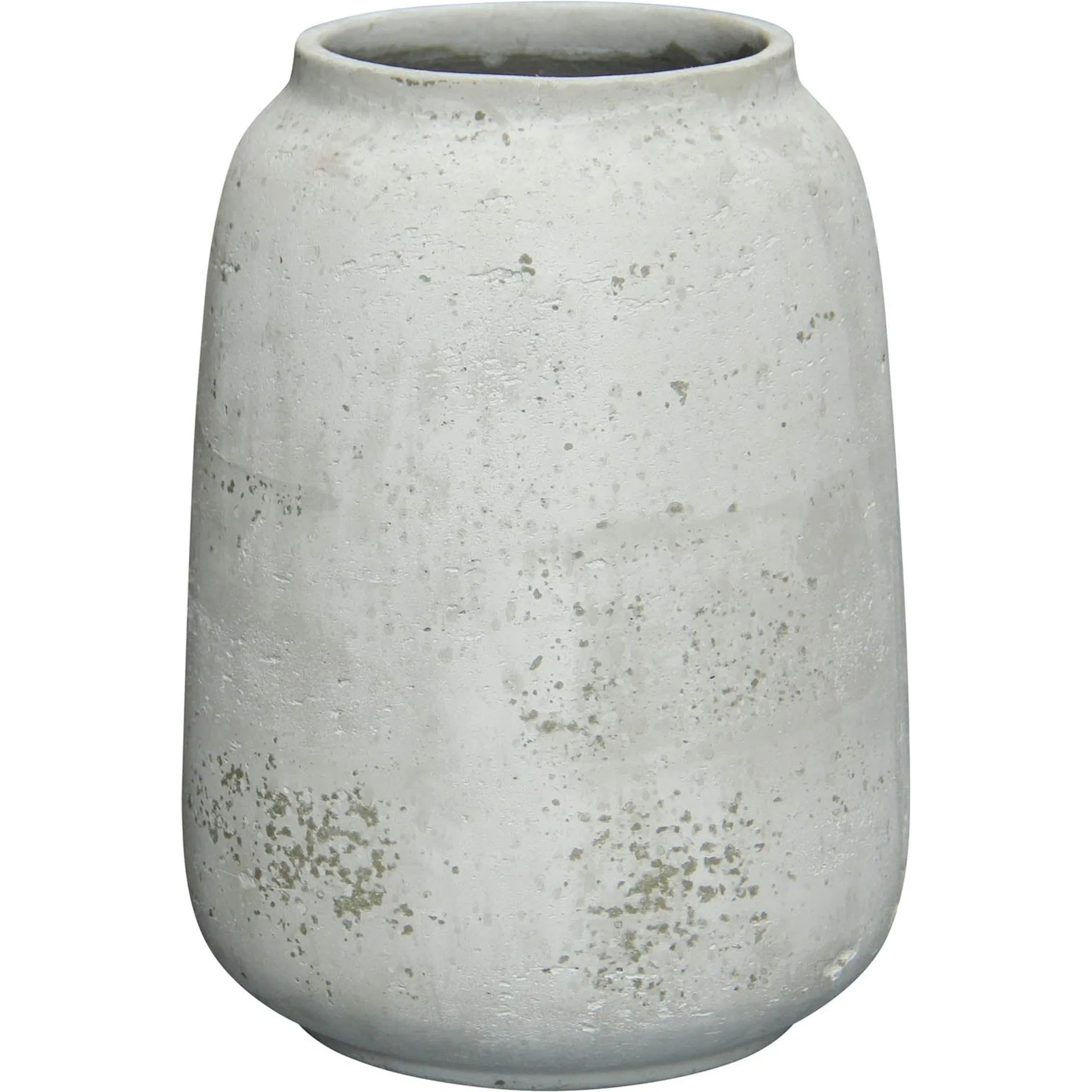 Taxco Vase by LH Imports in antique white. Made from antique white ro-cement in a unique style.
