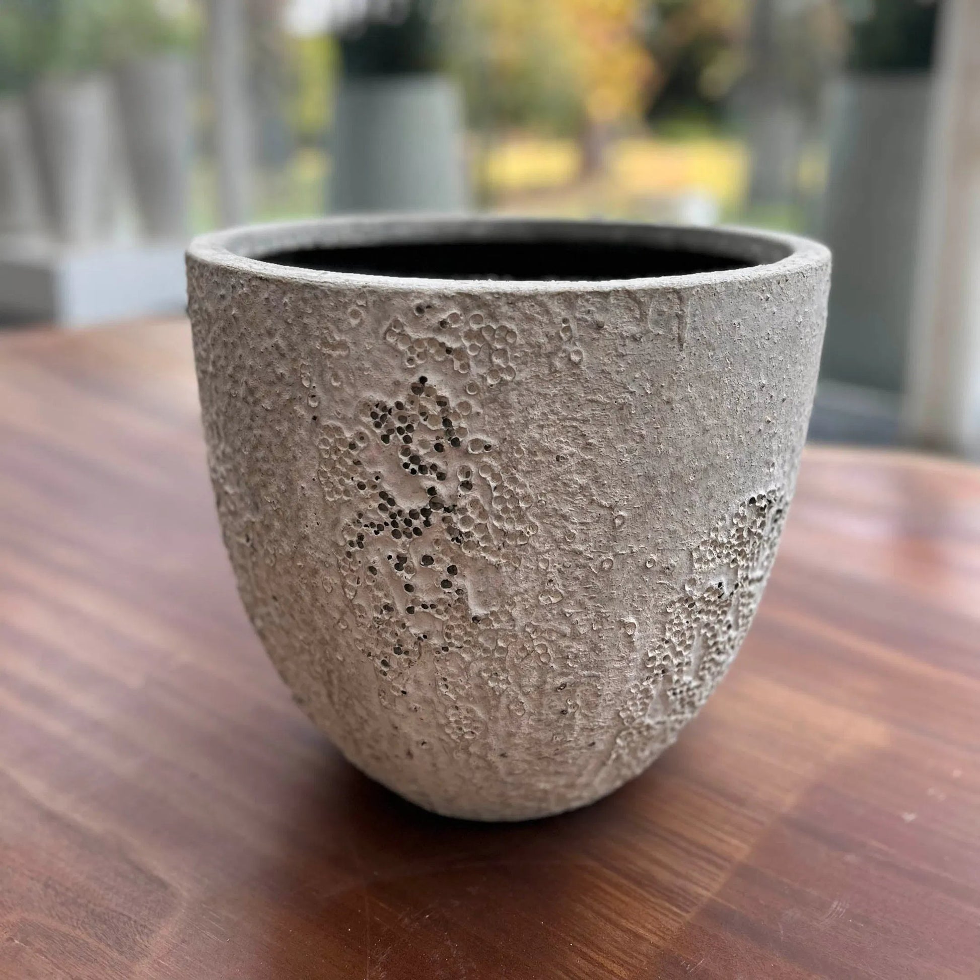 Uxmal Pot by LH Imports in antique white. Made from oyster concrete in a modern style.