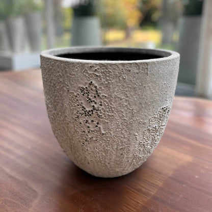 Uxmal Pot by LH Imports in antique white. Made from oyster concrete in a modern style.