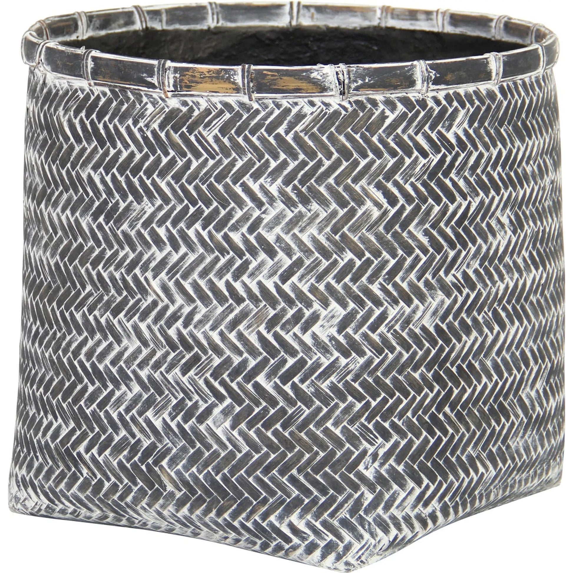 Bamboo Indoor Square Basket Pot by LH Imports. Made from bamboo, concrete in a unique style.