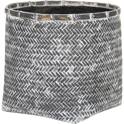 Bamboo Indoor Square Basket Pot by LH Imports. Made from bamboo, concrete in a unique style.