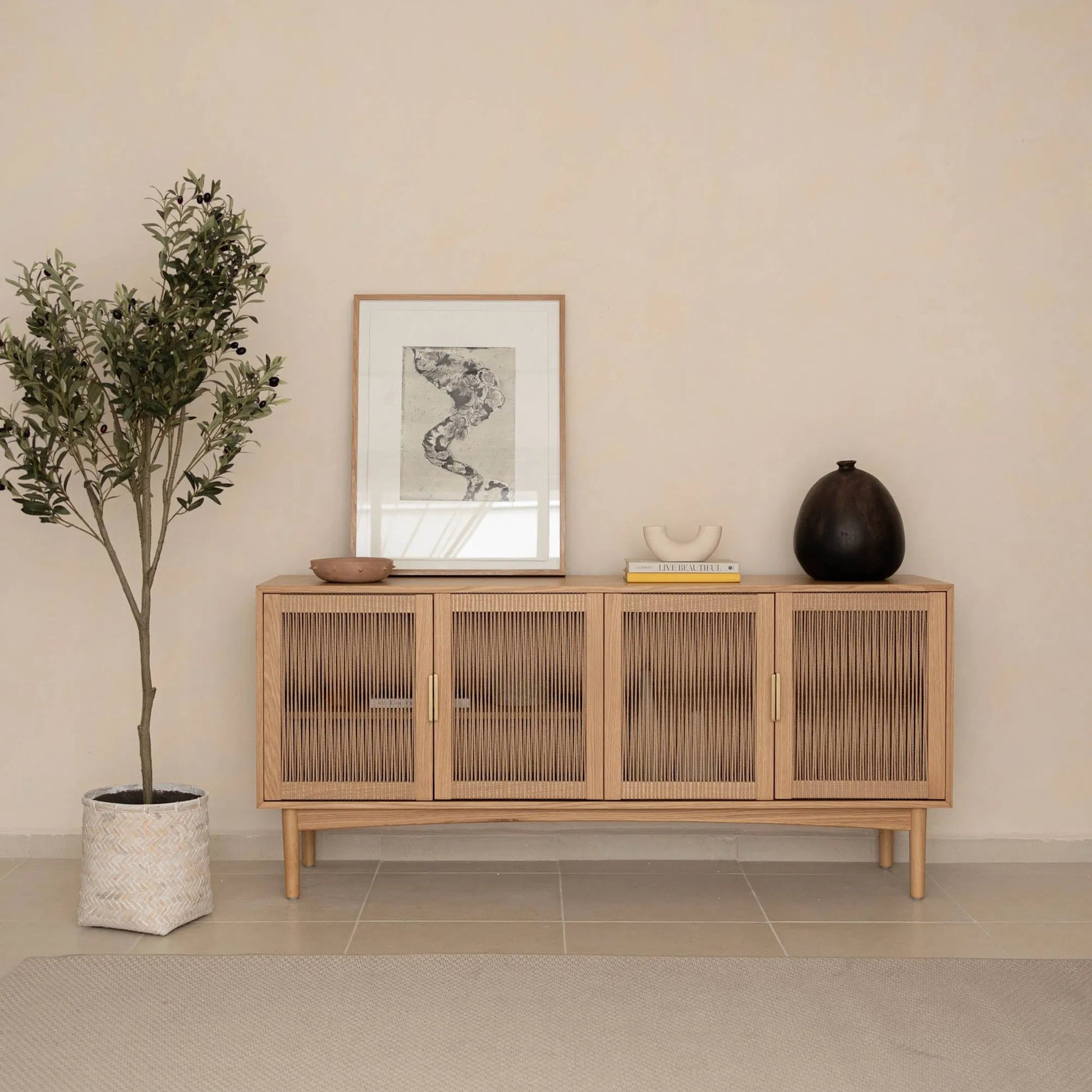 Bamboo Indoor Square Basket Pot by LH Imports. Made from bamboo, concrete in a unique style.