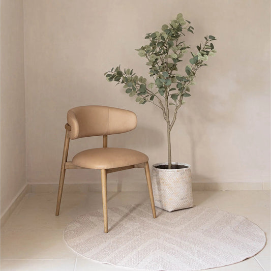Bamboo Indoor Basket Pot by LH Imports in light brown and natural. Made from bamboo, concrete in a unique style.
