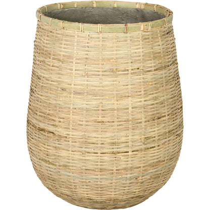 Bamboo Indoor Basket Pot by LH Imports in light brown and natural. Made from bamboo, concrete in a unique style.