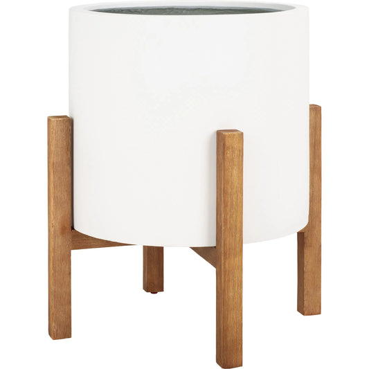 Sonoma Planter by HedgeApple Essentials in white. Made from acacia, concrete ficonstone in a unique style.