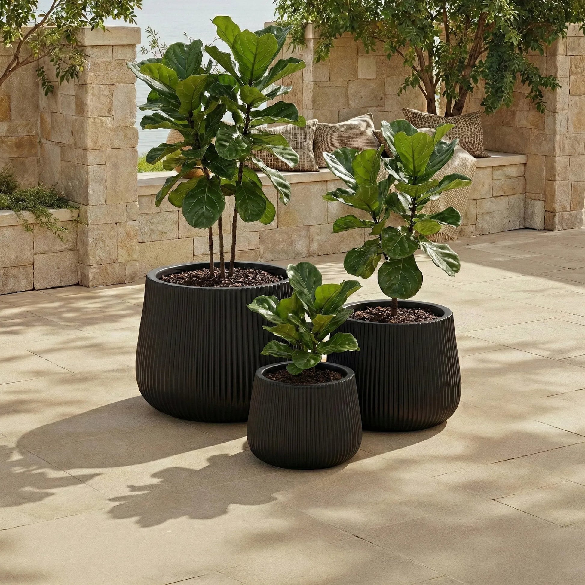 Esbon Planter Pot (Set of 3) by HedgeApple Essentials. Made from fiber clay in a unique style.