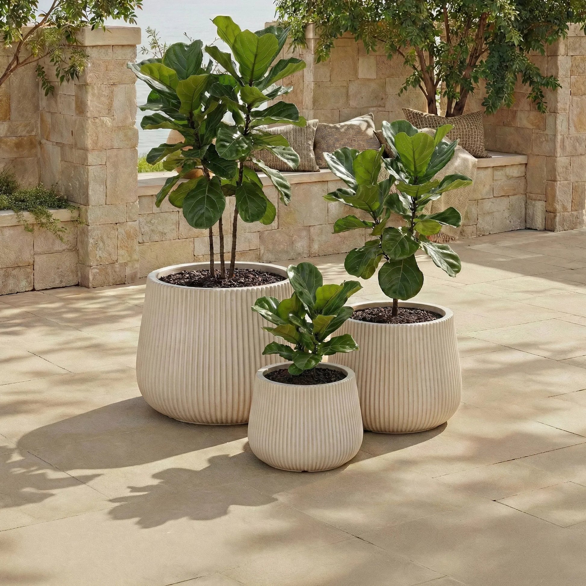 Esbon Planter Pot (Set of 3) by HedgeApple Essentials. Made from fiber clay in a unique style.