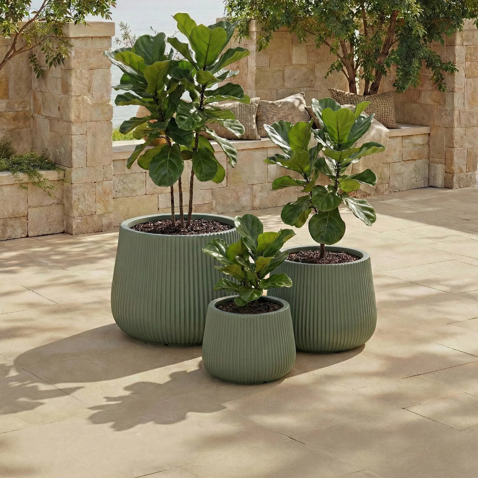 Esbon Planter Pot (Set of 3) by HedgeApple Essentials. Made from fiber clay in a unique style.