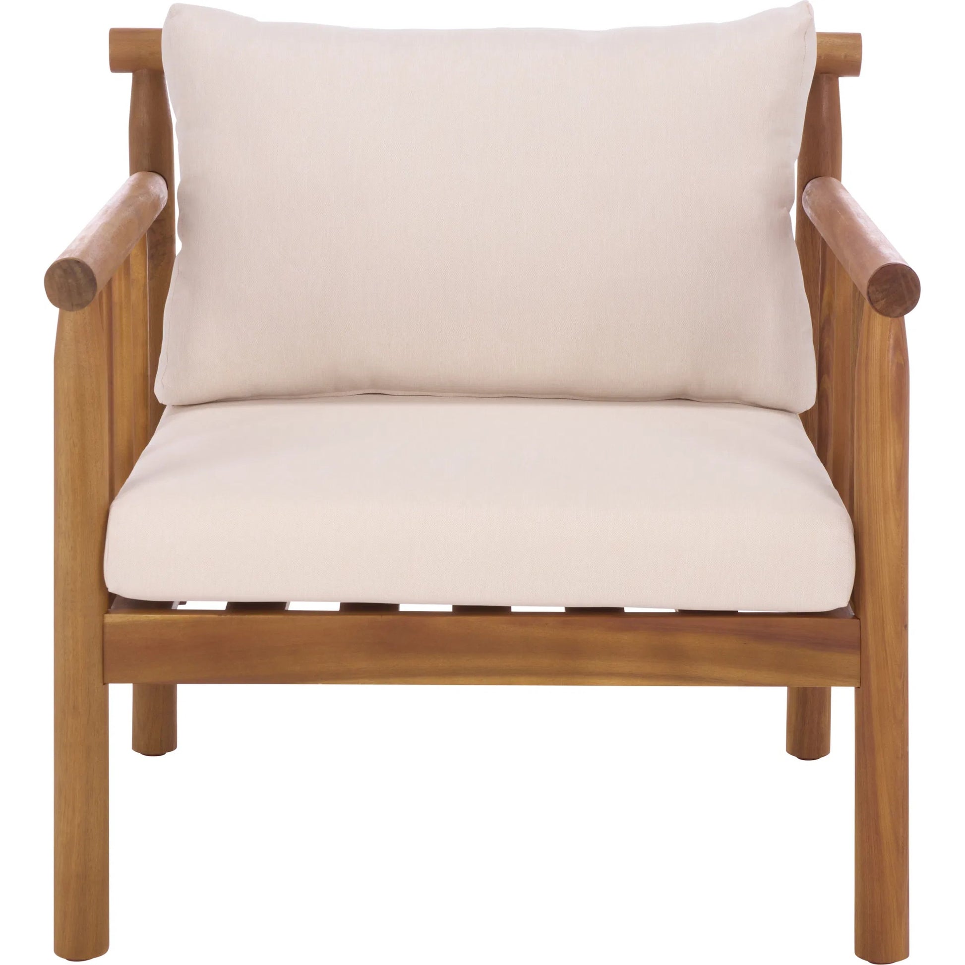 Zeandale Chair (Set of 2) by HedgeApple Essentials in teak brown, cream. Made from acacia, poly cd, foam in a transitional style.