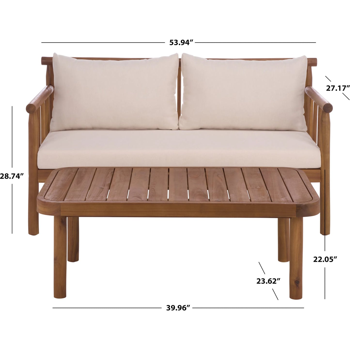 000 SI-2454063 | Additional Silo | Zeandale Bench + Table by HedgeApple Essentials in teak brown, cream. Made from acacia, poly cd, foam in a transitional style.