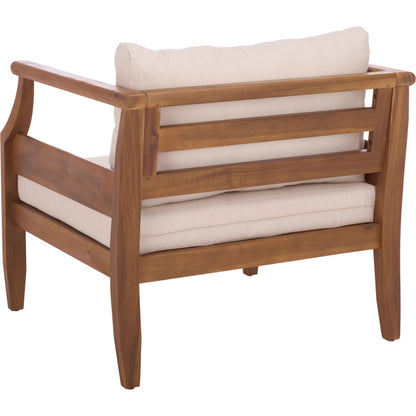 McPherson Chair (Set of 2) by HedgeApple Essentials in teak brown, cream. Made from acacia, poly cd, foam in a transitional style.