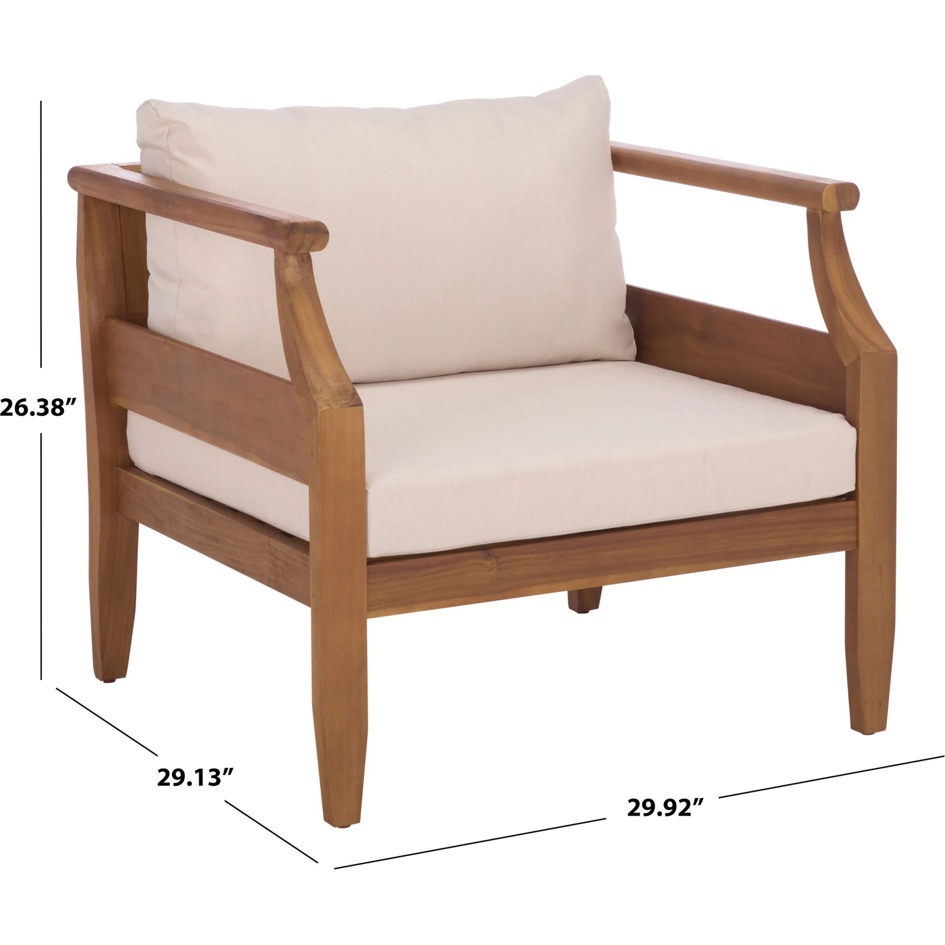 McPherson Chair (Set of 2) by HedgeApple Essentials in teak brown, cream. Made from acacia, poly cd, foam in a transitional style.
