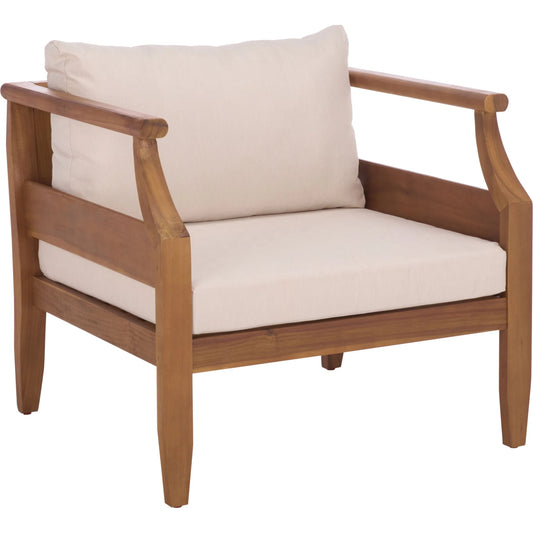 McPherson Chair (Set of 2) by HedgeApple Essentials in teak brown, cream. Made from acacia, poly cd, foam in a transitional style.