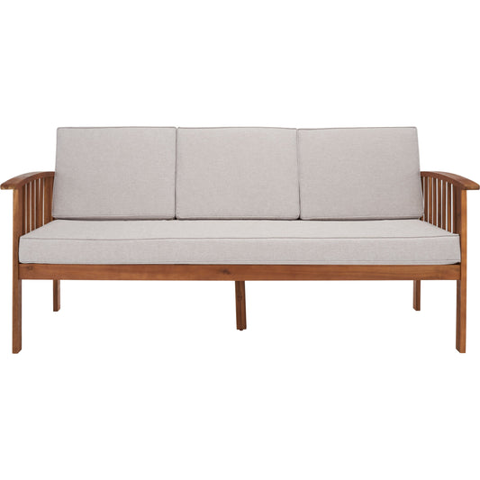 Sanders Outdoor Bench by HedgeApple Essentials. Made from acacia wood, galvanized steel in a coastal style.