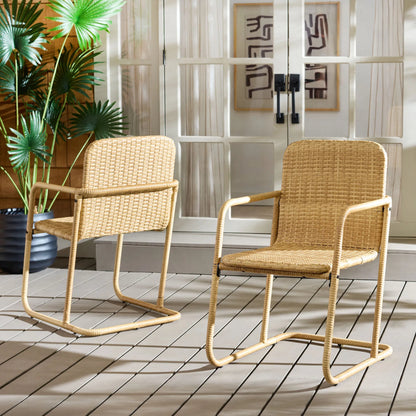 Highland Dining Chair (Set of 2) by HedgeApple Essentials in natural, taupe. Made from rattan, steel in a unique style.