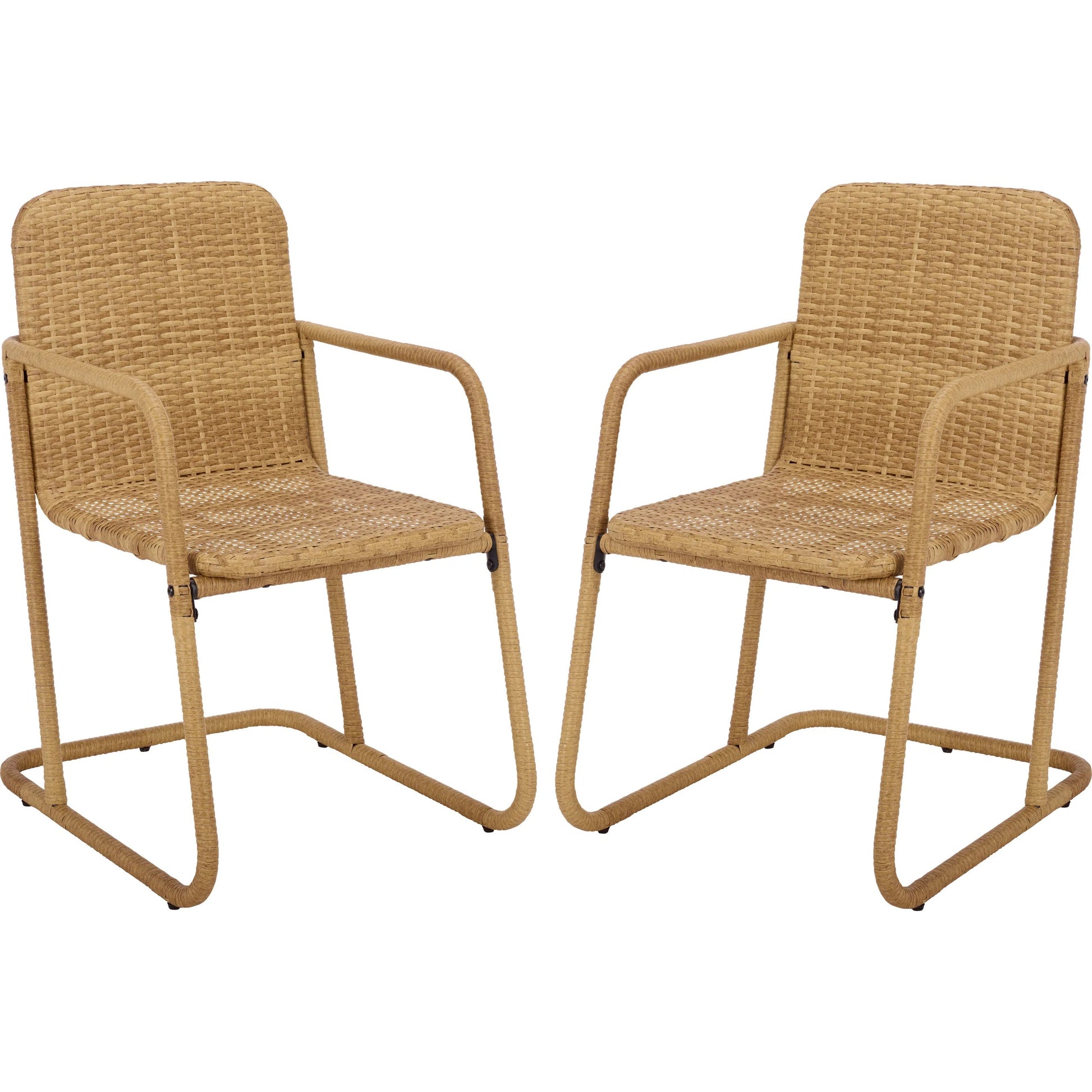 Highland Dining Chair (Set of 2) by HedgeApple Essentials in natural, taupe. Made from rattan, steel in a unique style.