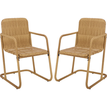 Highland Dining Chair (Set of 2) by HedgeApple Essentials in natural, taupe. Made from rattan, steel in a unique style.