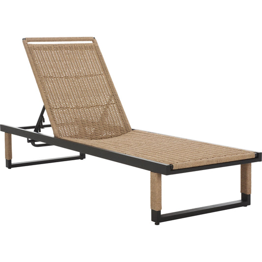 Chase Lounger by HedgeApple Essentials in black, heather tan. Made from steel, rope in a rustic style.