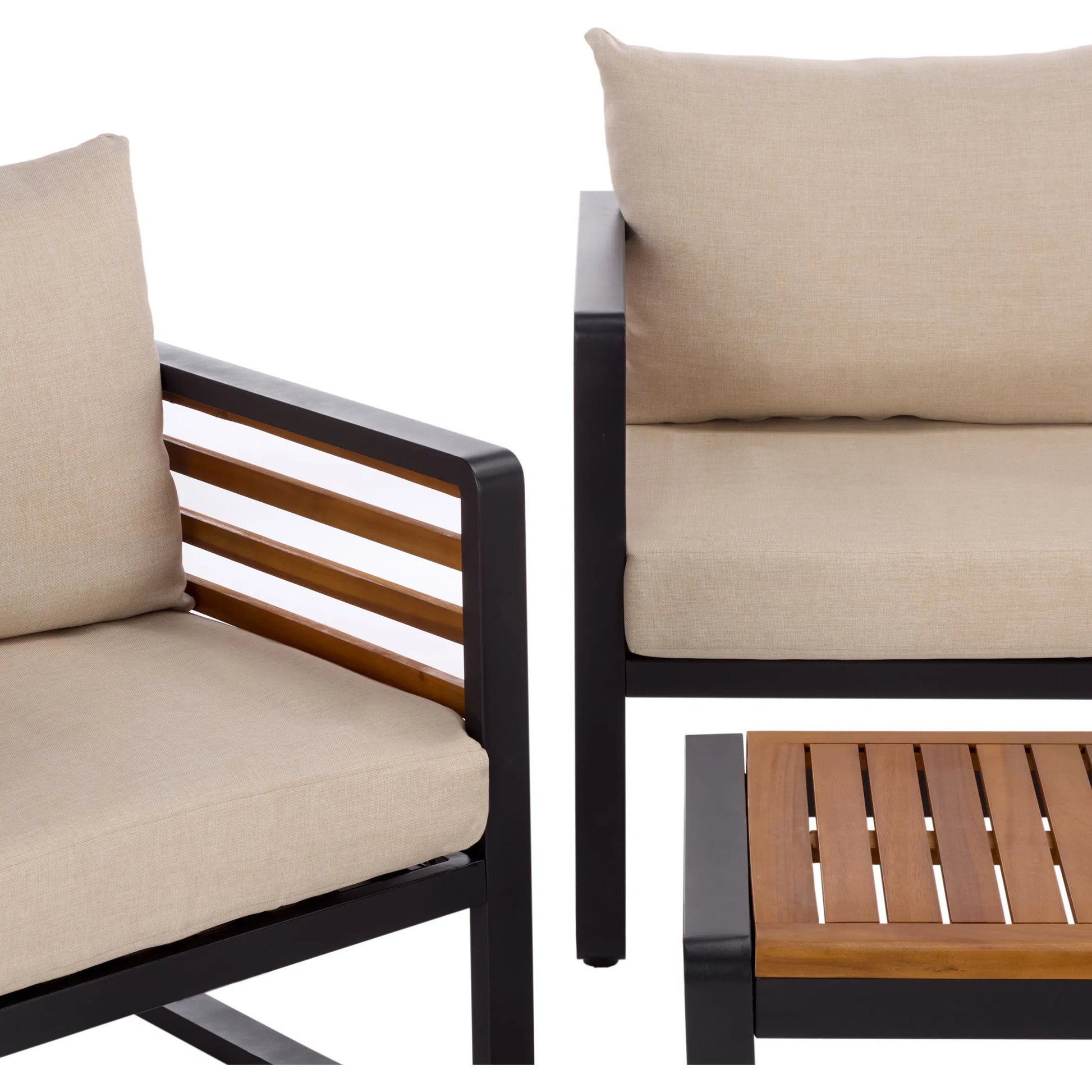 Edgefield Living Set by HedgeApple Essentials in black, taupe. Made from acacia, iron, steel, poly cd, foam in a transitional style.