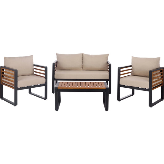 Edgefield Living Set by HedgeApple Essentials in black, taupe. Made from acacia, iron, steel, poly cd, foam in a transitional style.
