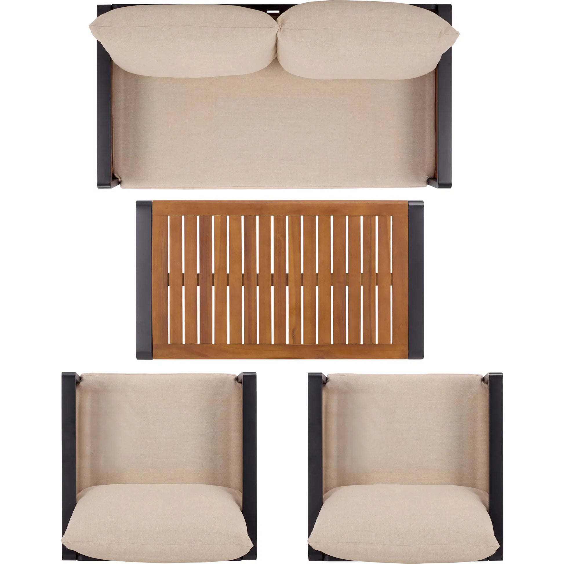 Edgefield Living Set by HedgeApple Essentials in black, taupe. Made from acacia, iron, steel, poly cd, foam in a transitional style.