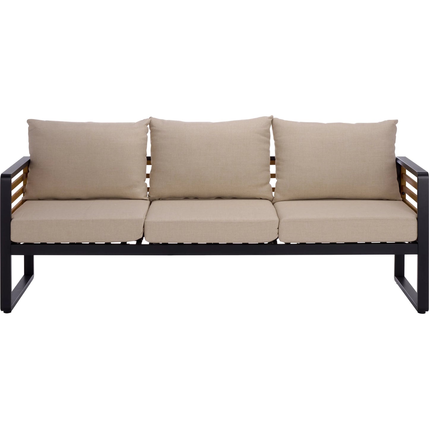 002 SI-2454093 | Additional Silo | Edgefield 3 Seater Sofa by HedgeApple Essentials in black, taupe. Made from eucalyptus, iron, steel, poly cd, foam in a transitional style.