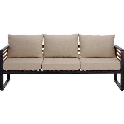 Edgefield 3 Seater Sofa by HedgeApple Essentials in black, taupe. Made from eucalyptus, iron, steel, poly cd, foam in a transitional style.