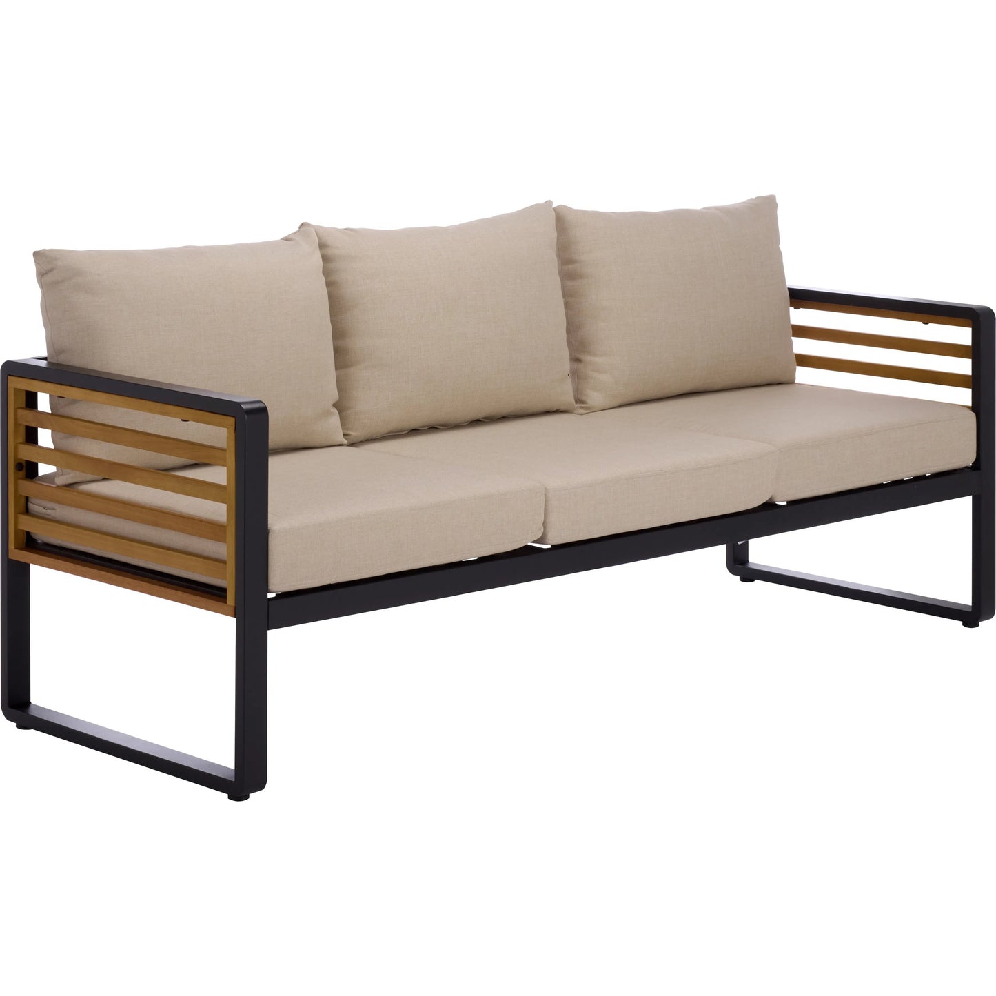 001 SI-2454093 | Primary Silo | Edgefield 3 Seater Sofa by HedgeApple Essentials in black, taupe. Made from eucalyptus, iron, steel, poly cd, foam in a transitional style.