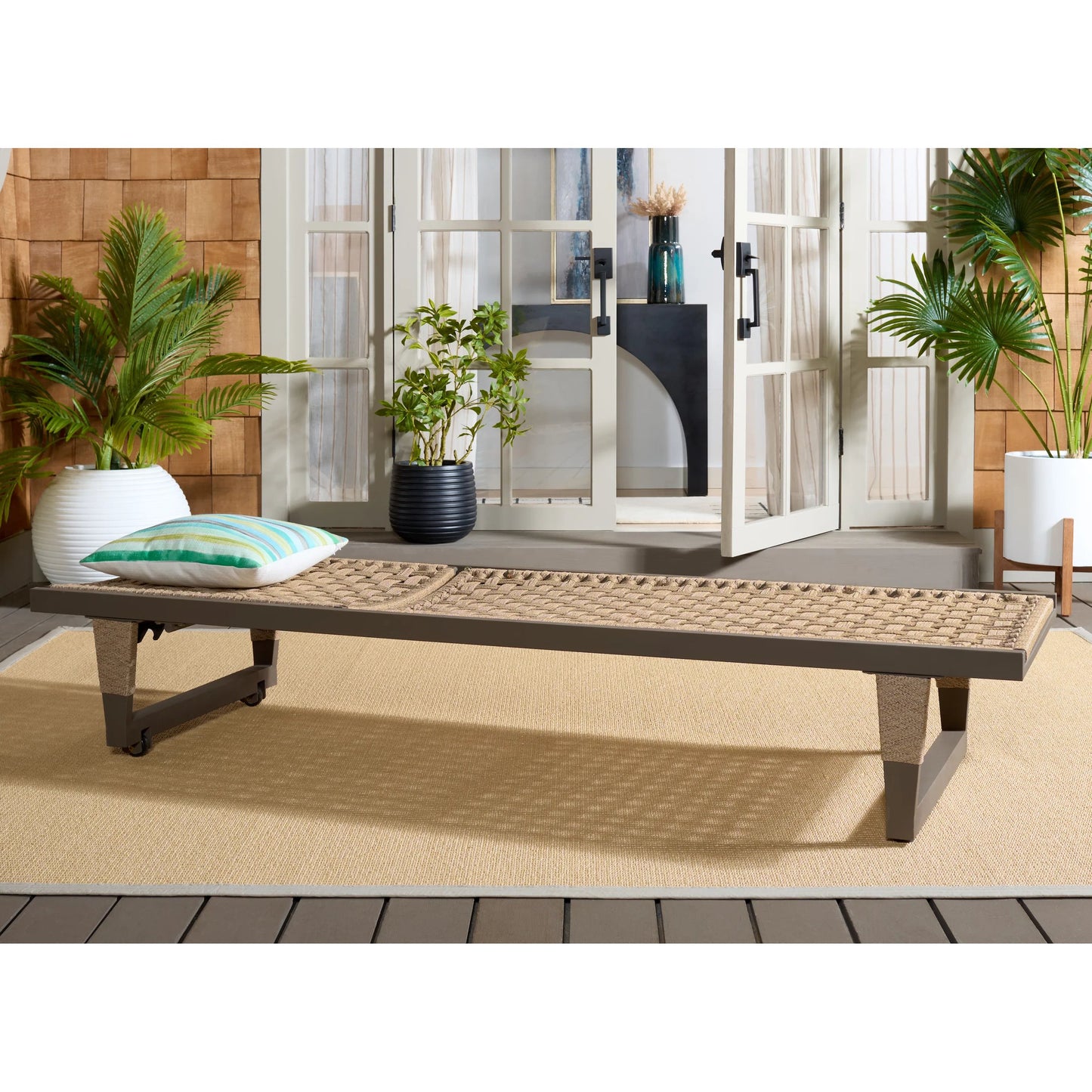 005 SI-2454095 | Lifestyle | Turner Lounge Chair by HedgeApple Essentials in gray, heather tan. Made from steel, rope, iron in a rustic style.