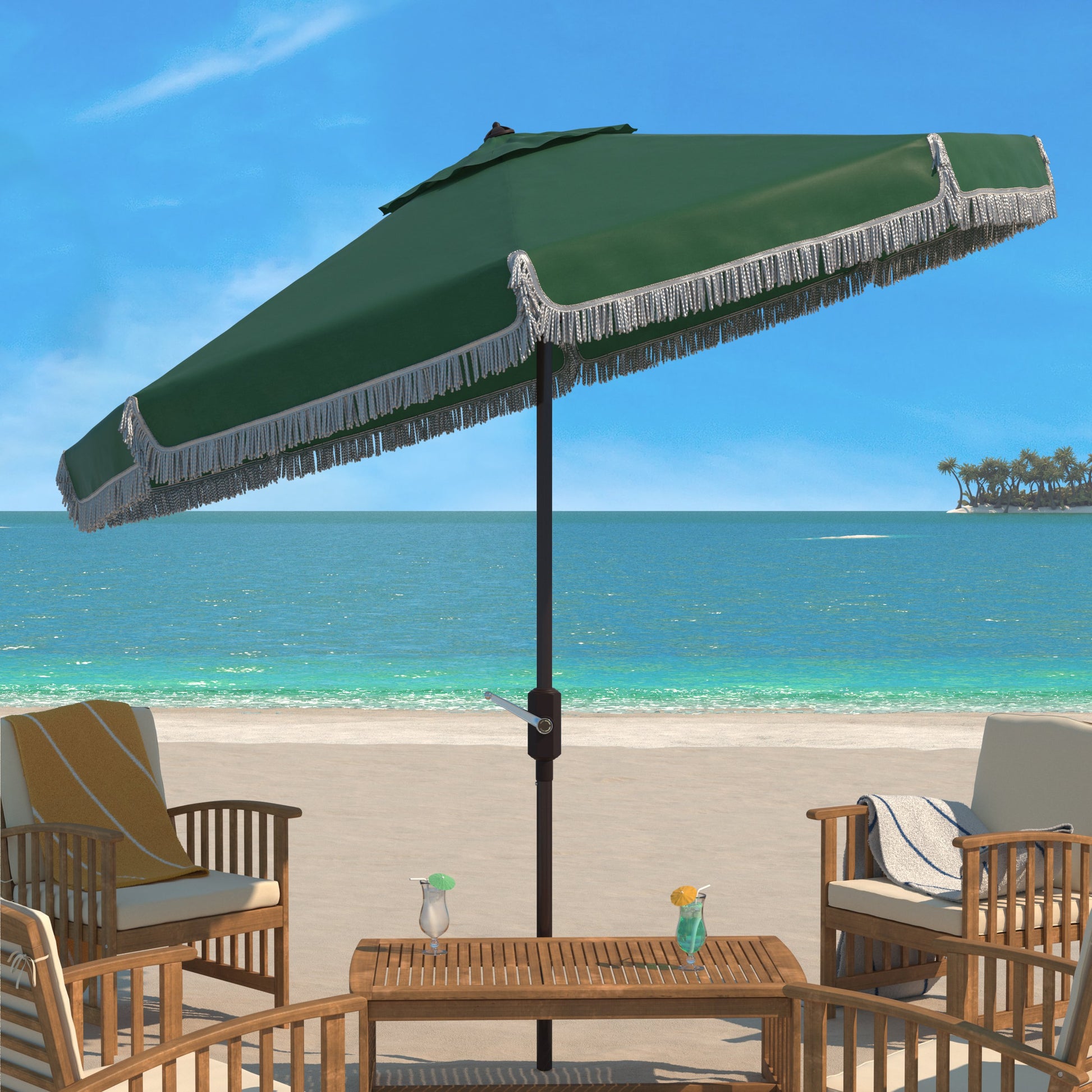 Hutchinson Fringe Crank Umbrella by HedgeApple Essentials. Made from unique in a coastal style.