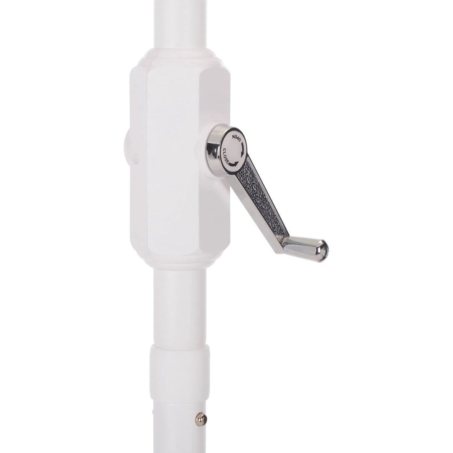 024 SI-2526849 | Closeup | Tinian Crank Umbrella by HedgeApple Essentials. Made from aluminum, 100% polyester in a transitional style.