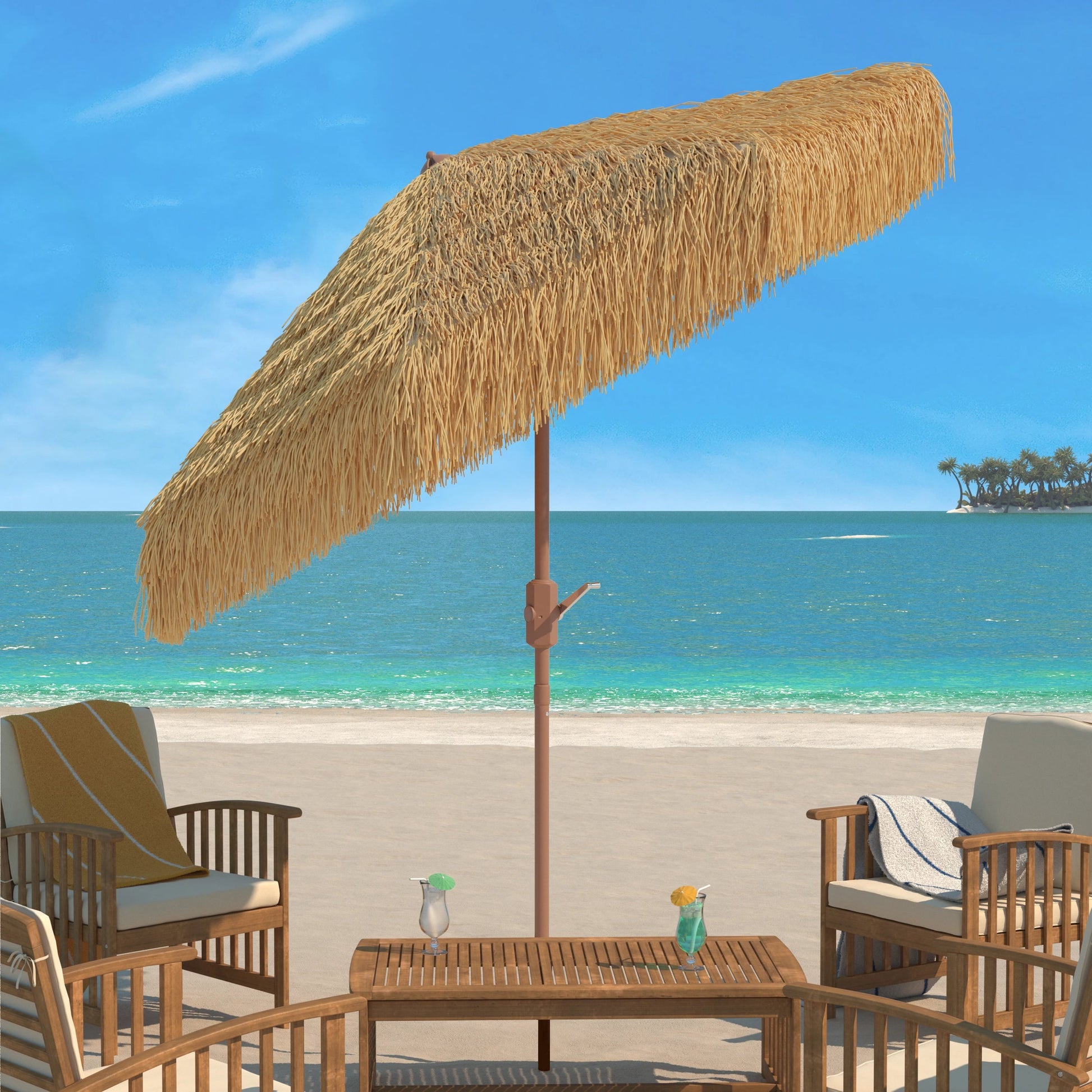Pittsylvania Umbrella by HedgeApple Essentials in tiki. Made from 100% polyester, aluminium in a modern style.